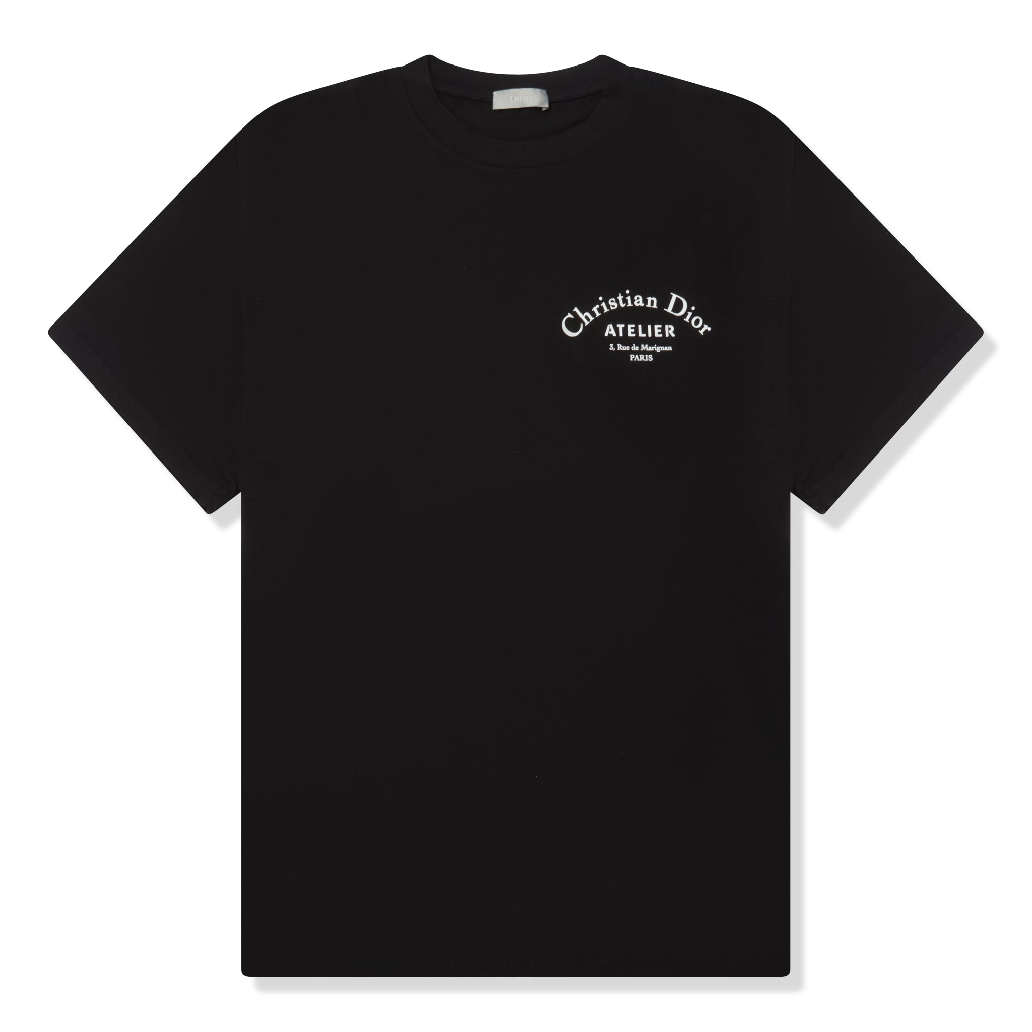 Front View of Dior Homme 'Christian Dior Atelier' Black T Shirt 293J645A0677_C988